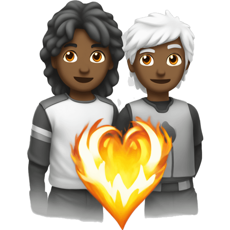 White heart and silver fire emoji