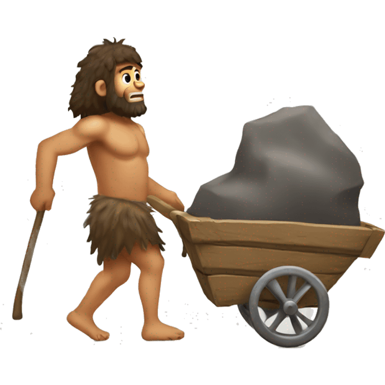 caveman pulling cart on back emoji