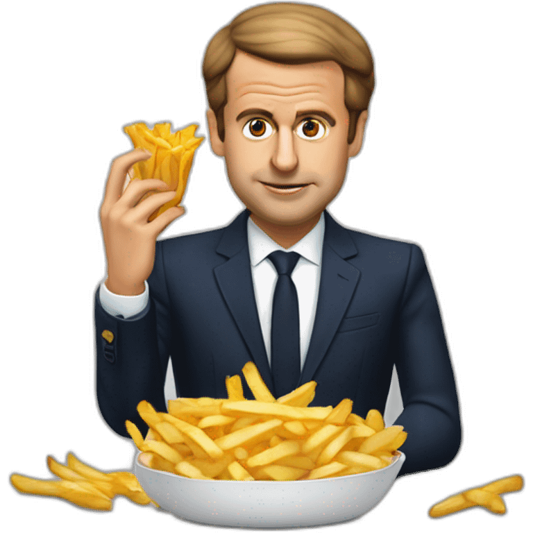 Emanuel Macron mange des frites emoji