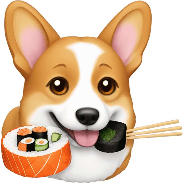 Corgi eating sushi emoji