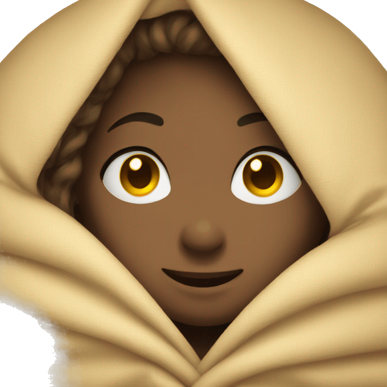 girl smiling under blanket emoji