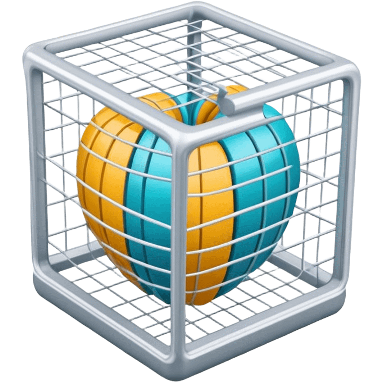 Create an emoji for 3D visualization and modeling. Show a 3D object with wireframe lines and a 3D modeling tool interface. Use modern, professional colors. Do not include any emojis or smiley faces. Make the background transparent. emoji