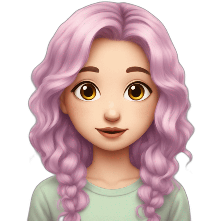 hair girl pastel art painting cute emoji