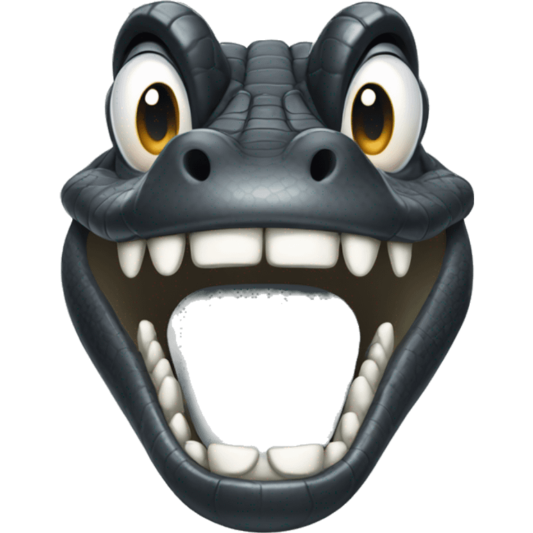 Black alligator with grey mouth and teeth emoji