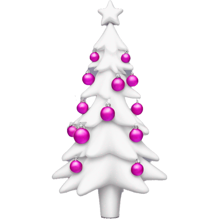  white Christmas tree with pink baubles emoji