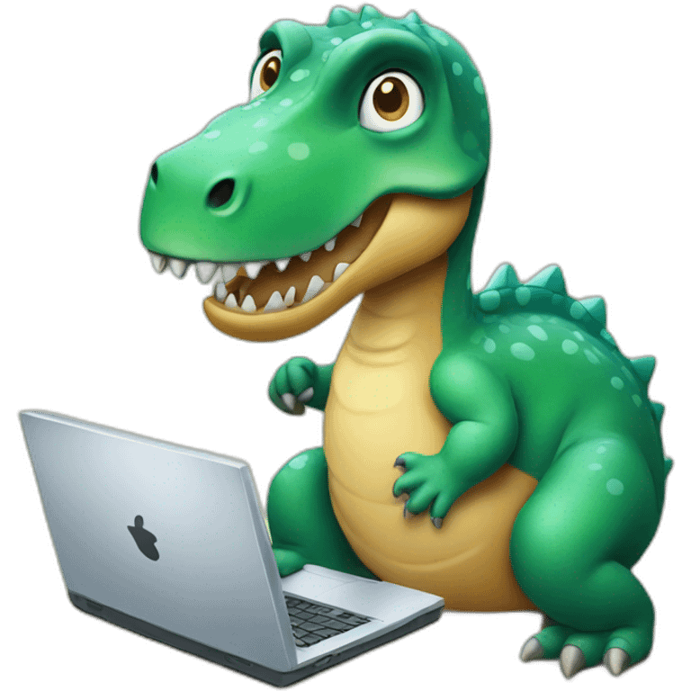 dinosaur working a laptop emoji