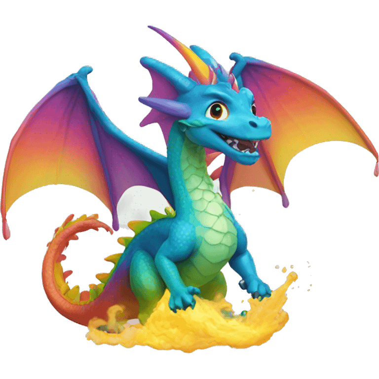 A dragón spitting rainbow emoji