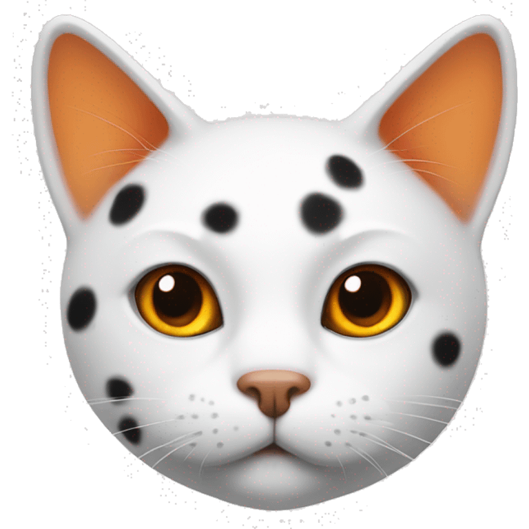 White cat with black and orange spots on the head emoji