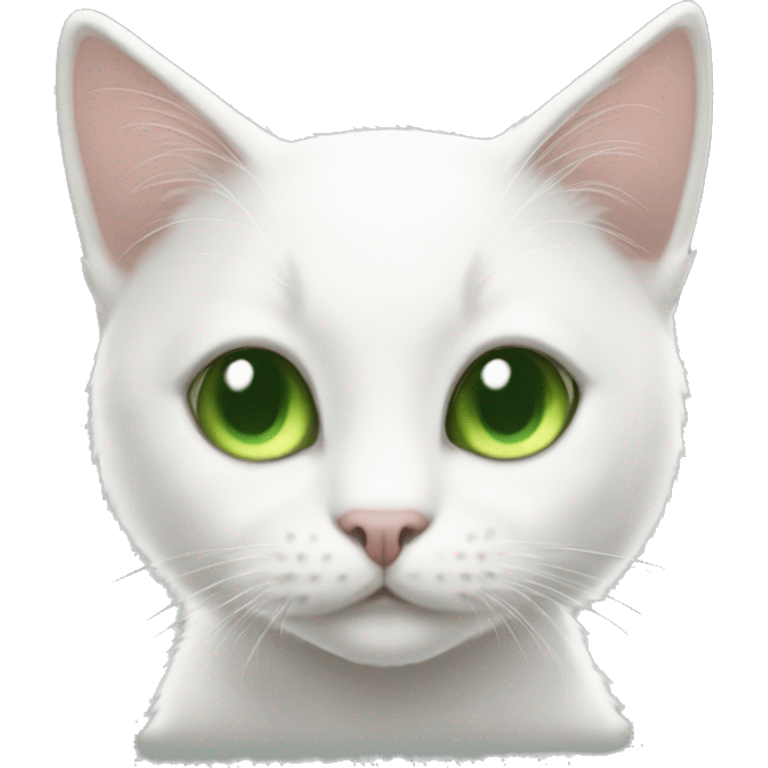 White cat cute amazing adorable dark muddy green eyes short hair emoji