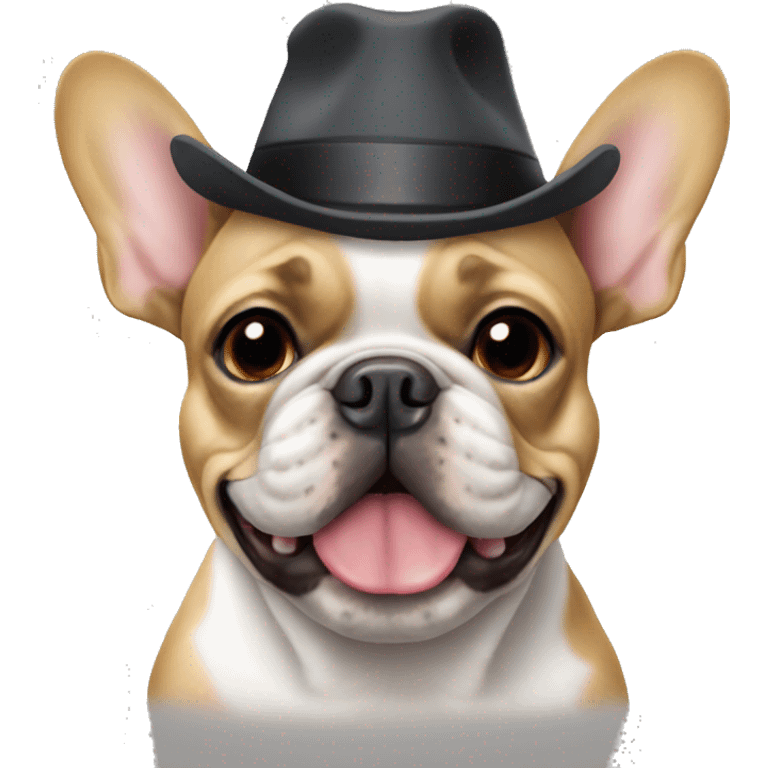 French bulldog wearing a hat emoji