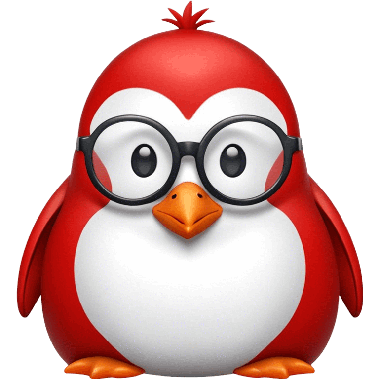 Red penguin with glasses emoji