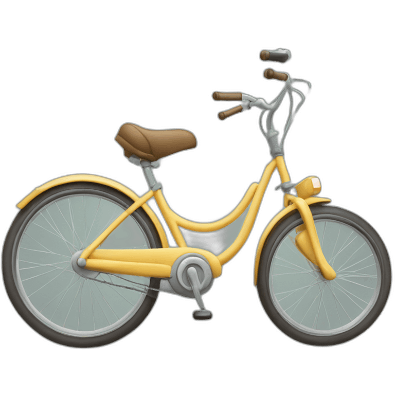 Um mascote de uma bicicleta dirigindo um carro emoji