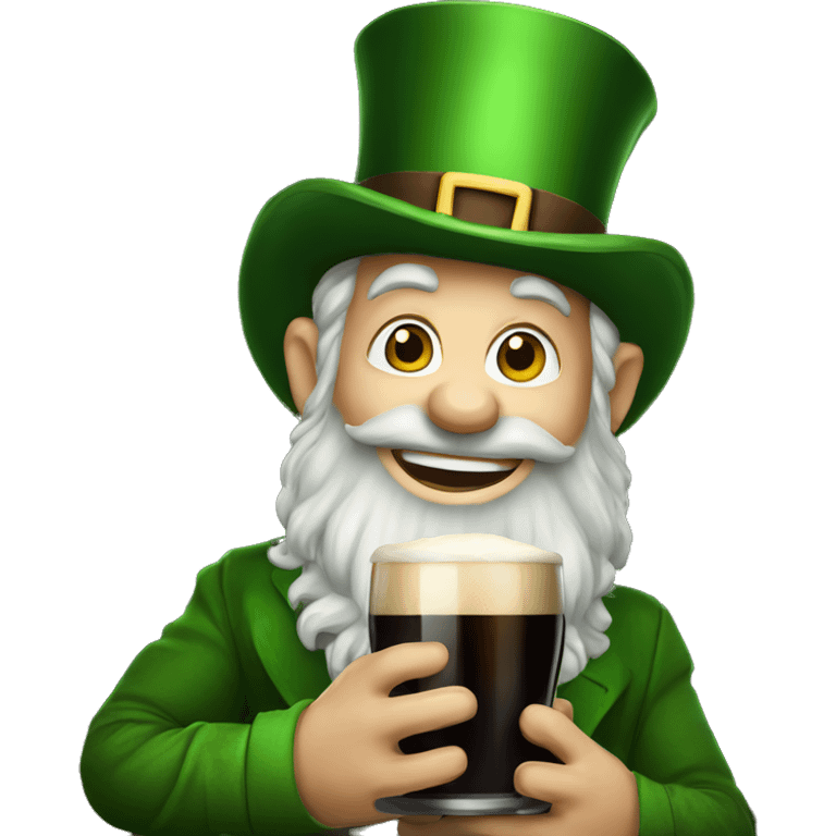 leprechaun with Guinness in hand emoji