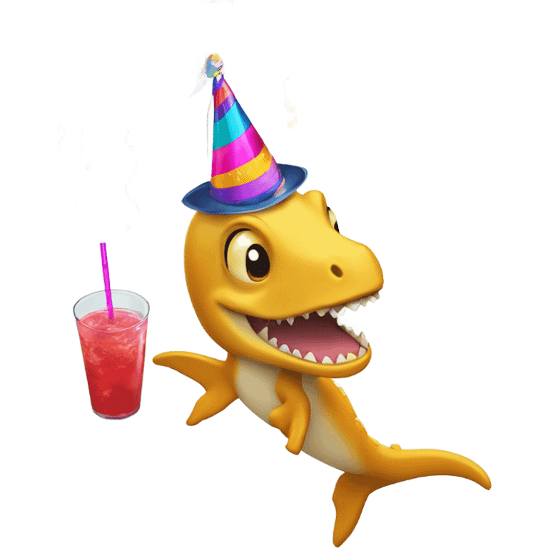 Plesiosaur partying emoji