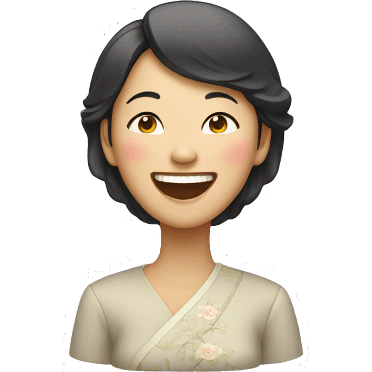 Chinese lady laughing emoji