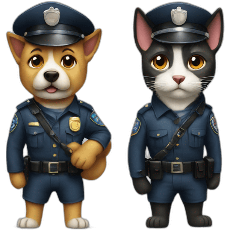 Dog as thief and a Cat as policeman emoji