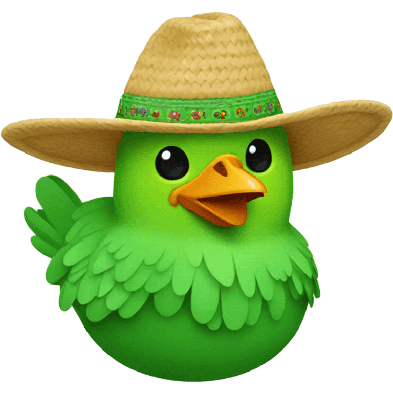 hazme un pollito con sombrero verde  emoji