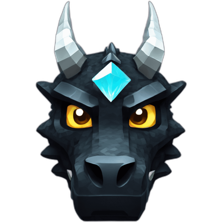 Minecraft Glitter Black Dragon Head With Diamond Horn emoji