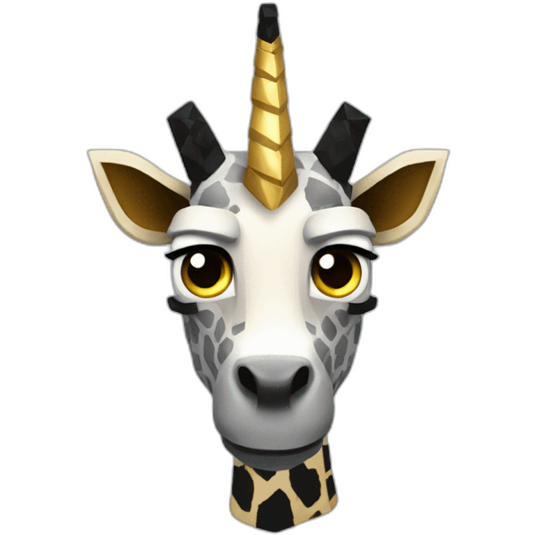 Minecraft Black Jiraffe Head With Diamond Unicorn Horn and Lazer Eyes emoji