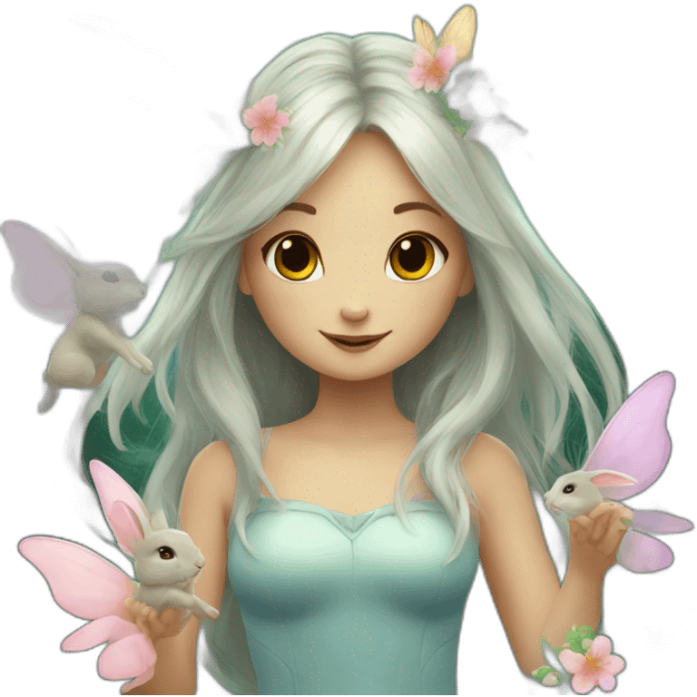 Rabbit with fairies emoji