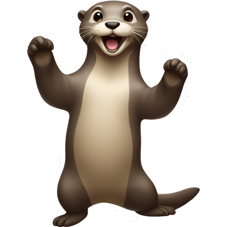 Happy otter standing up with both paws in the air emoji