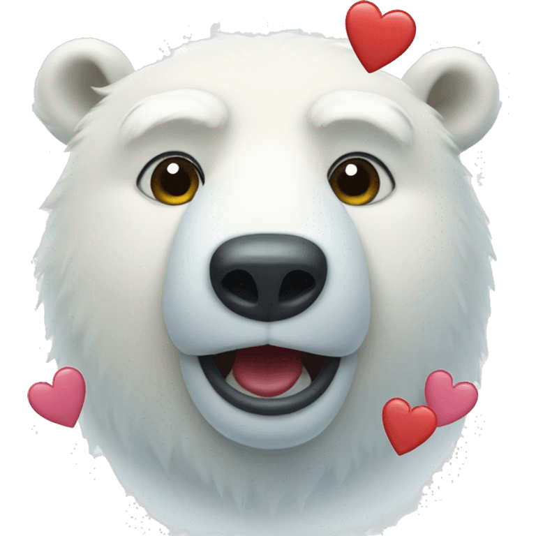 polar bear with hearts emoji