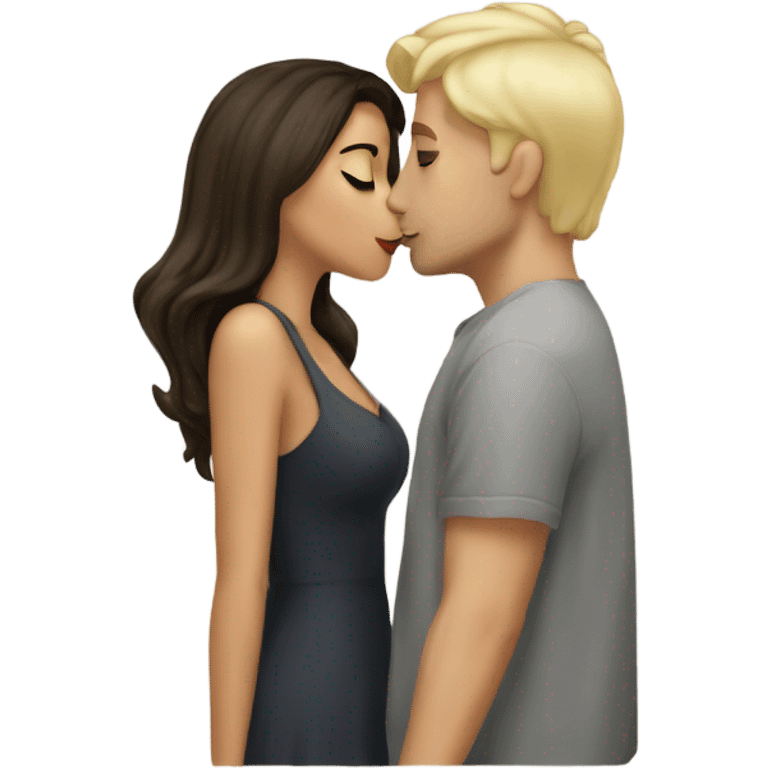 brunette girl kissing blonde man emoji