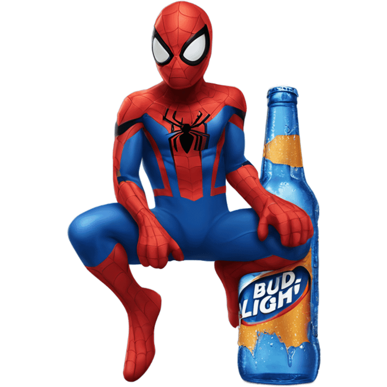 Spider-Man drinking a Bud Light emoji