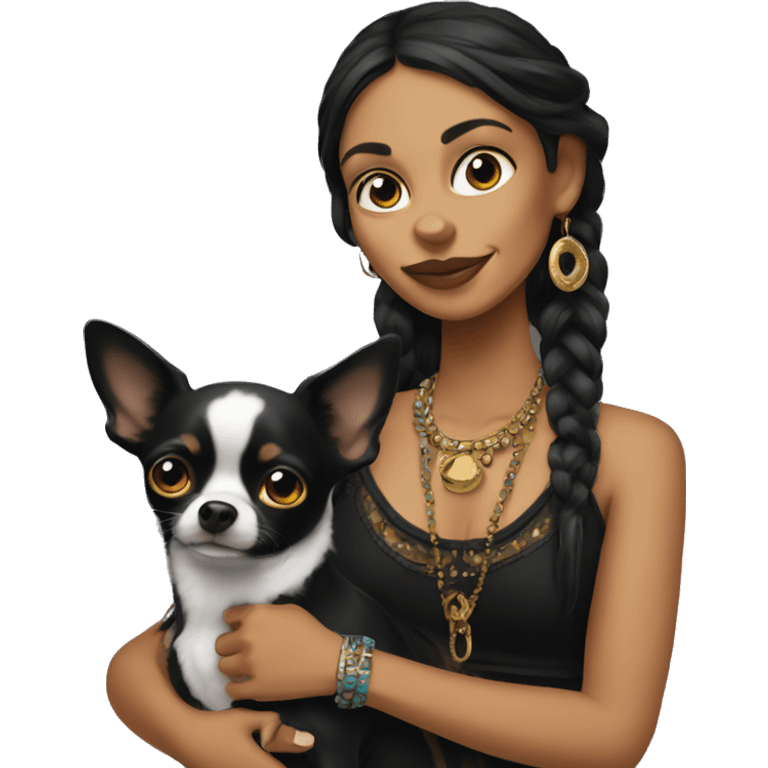 Gypsy with black chihuahua emoji