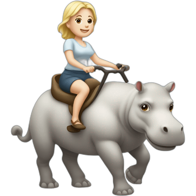 white skinned little lady riding hippo emoji