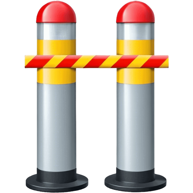 Two reflector-equipped traffic bollards with a caution tape stretched between them, marking a restricted or blocked area emoji