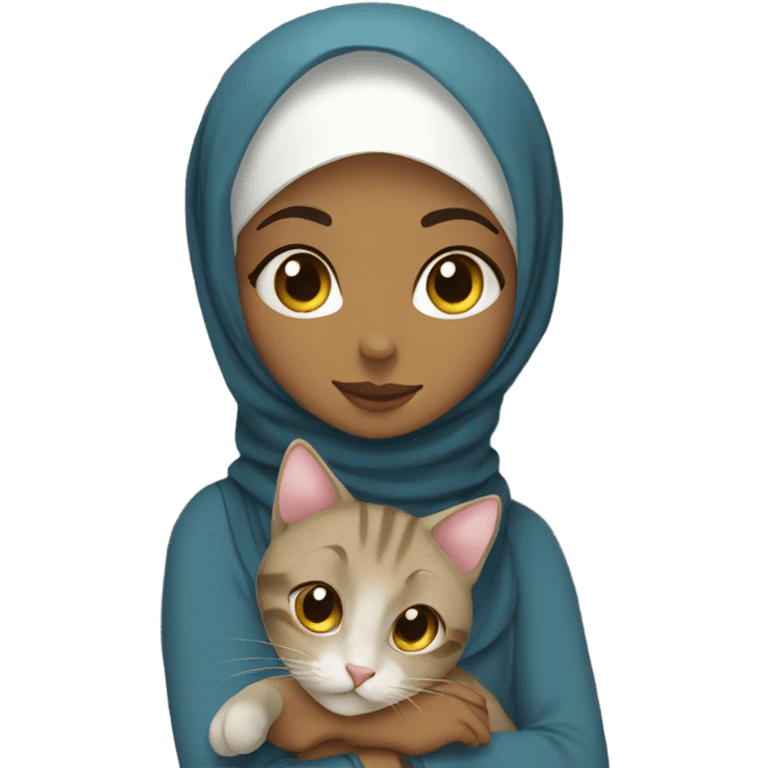 Hijabi girl with cat emoji