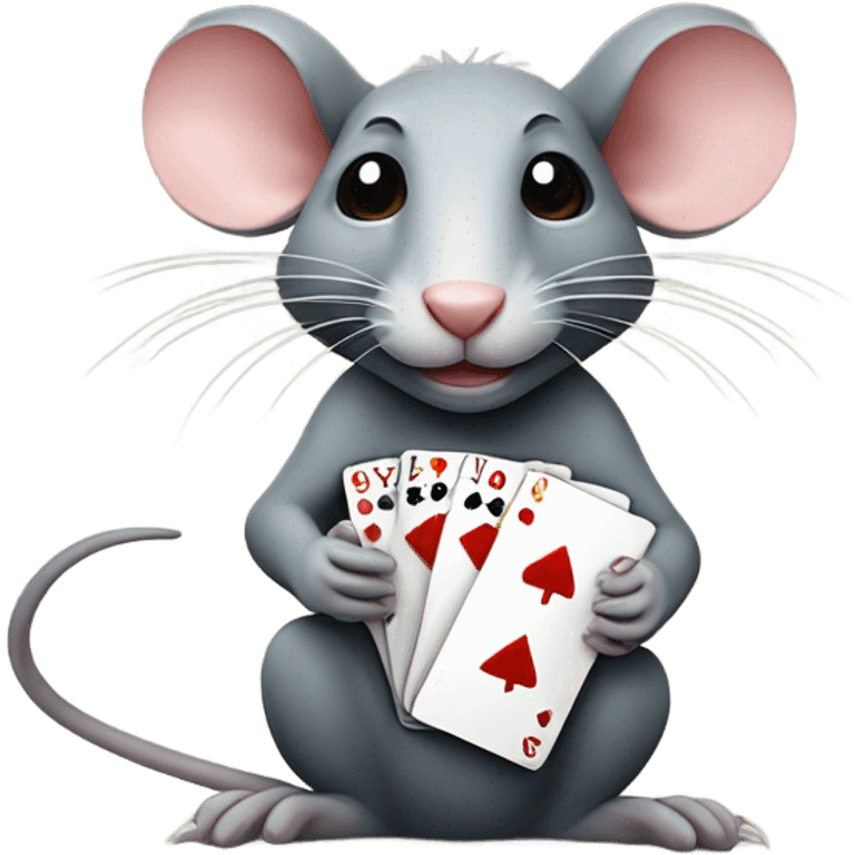 Rat on river with two poker cards  emoji