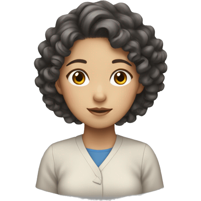 korean girl with curly hair working everyday  emoji