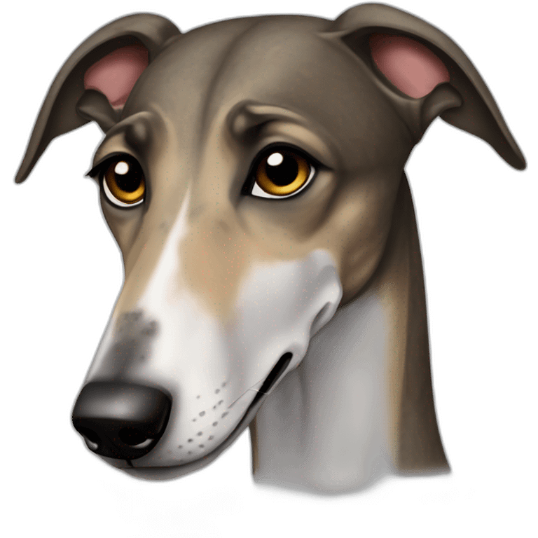 A sad brindle greyhound emoji