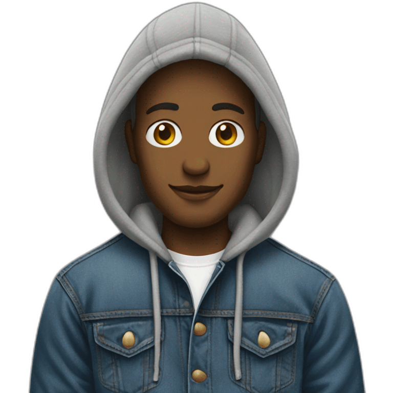 Man wearing levis hoodie emoji