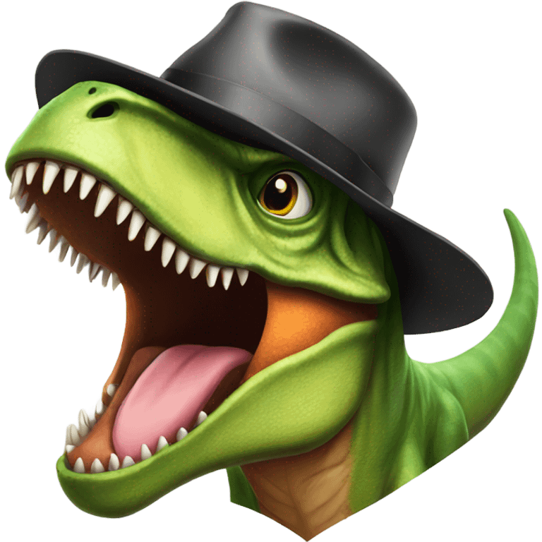 T-Rex with hat  emoji