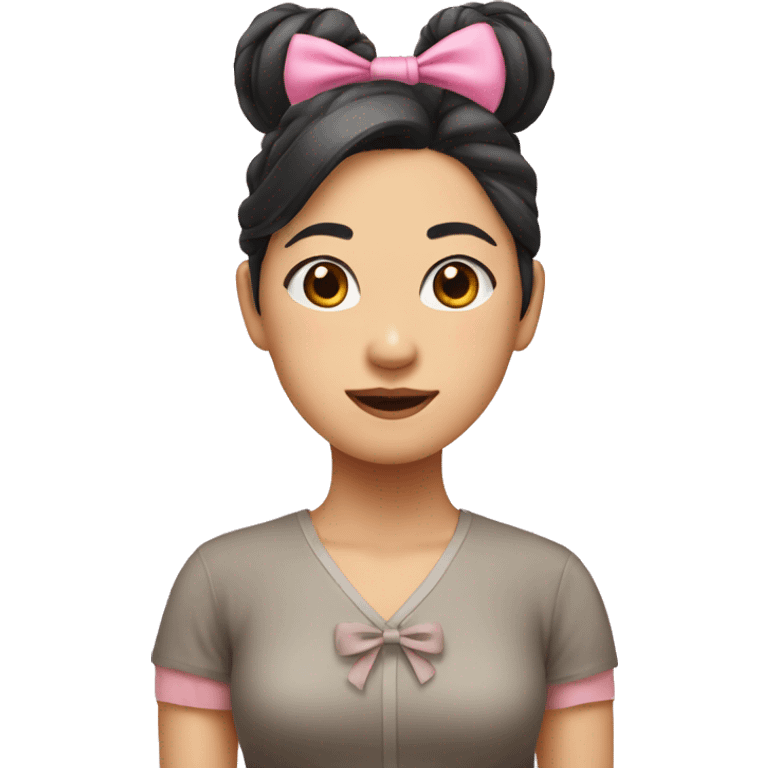 asian girl with pink bow in her hair emoji