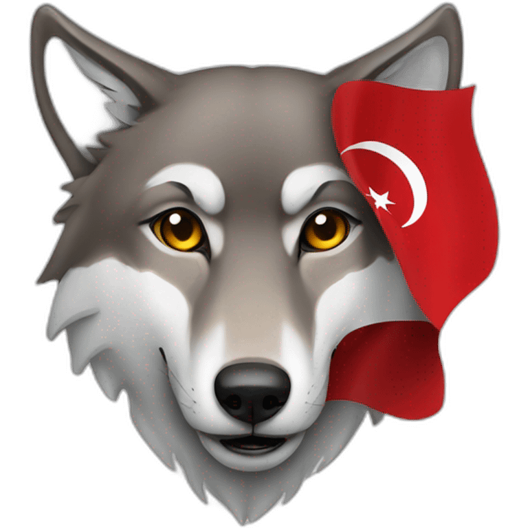 Turkish flag with a wolf emoji