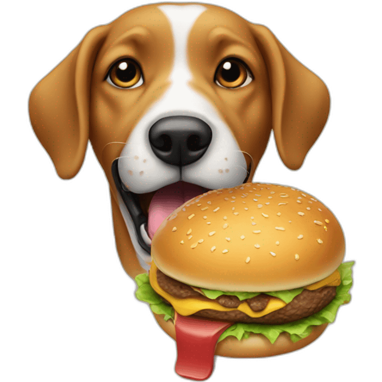 dog eating hamburger emoji