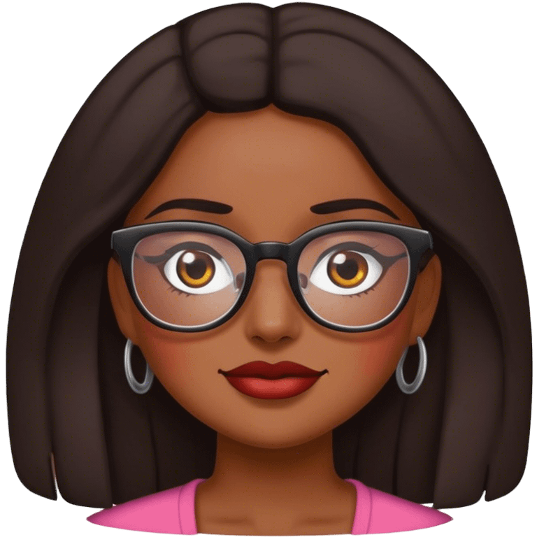 Darker skinned Mexican woman blushing emoji with glasses emoji