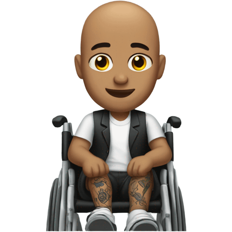 Bald man with tattoos in wheelchair  emoji