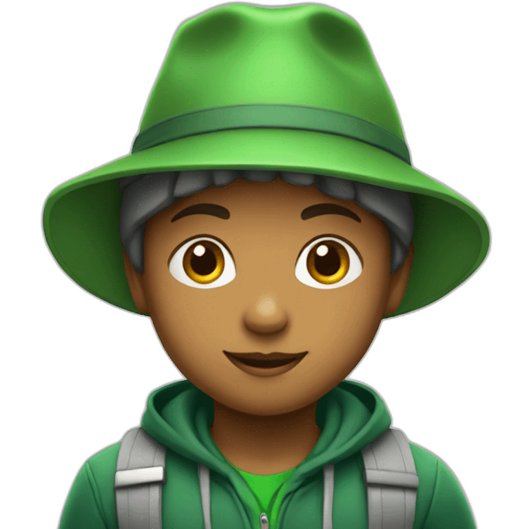 kindergarten kid with green hat emoji