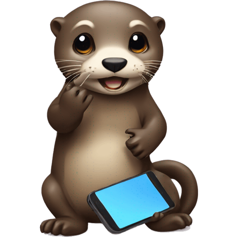 Otter playing on phone emoji