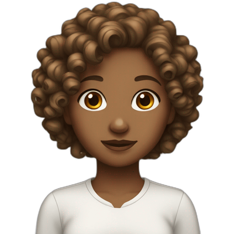 brown girl curly hair white shirt emoji