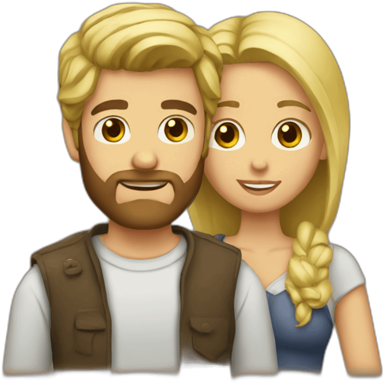 Blond bearded guy with brown girl emoji