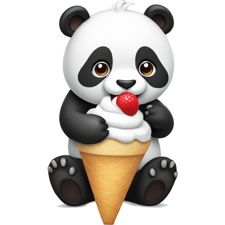 Panda eating ice cream emoji