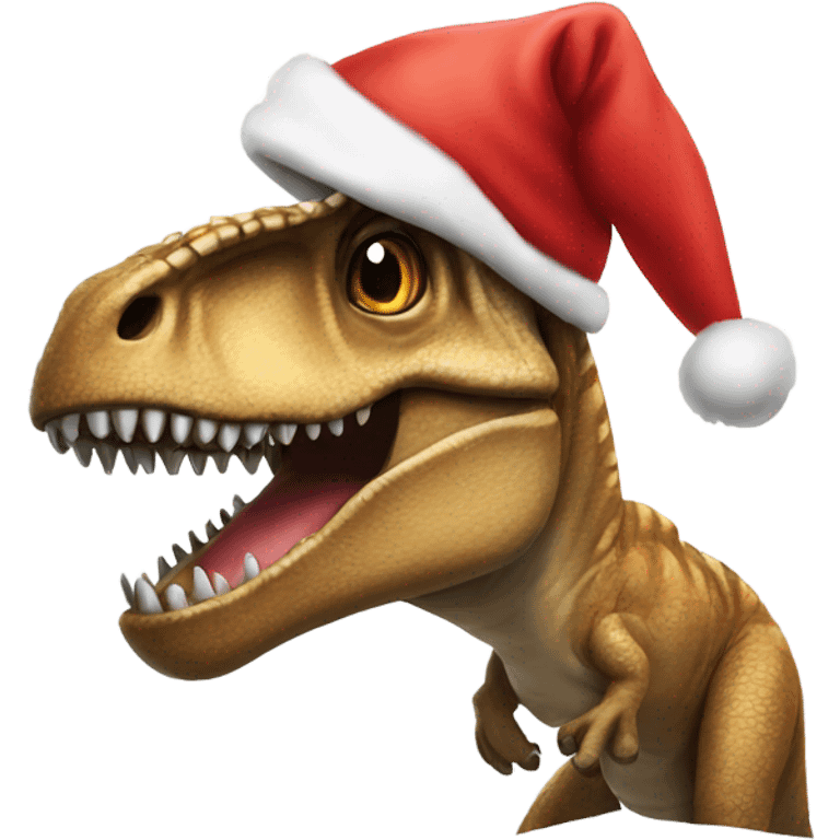 T-Rex with Santa hat emoji