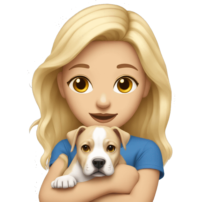 blonde girl with a pitbull puppy emoji