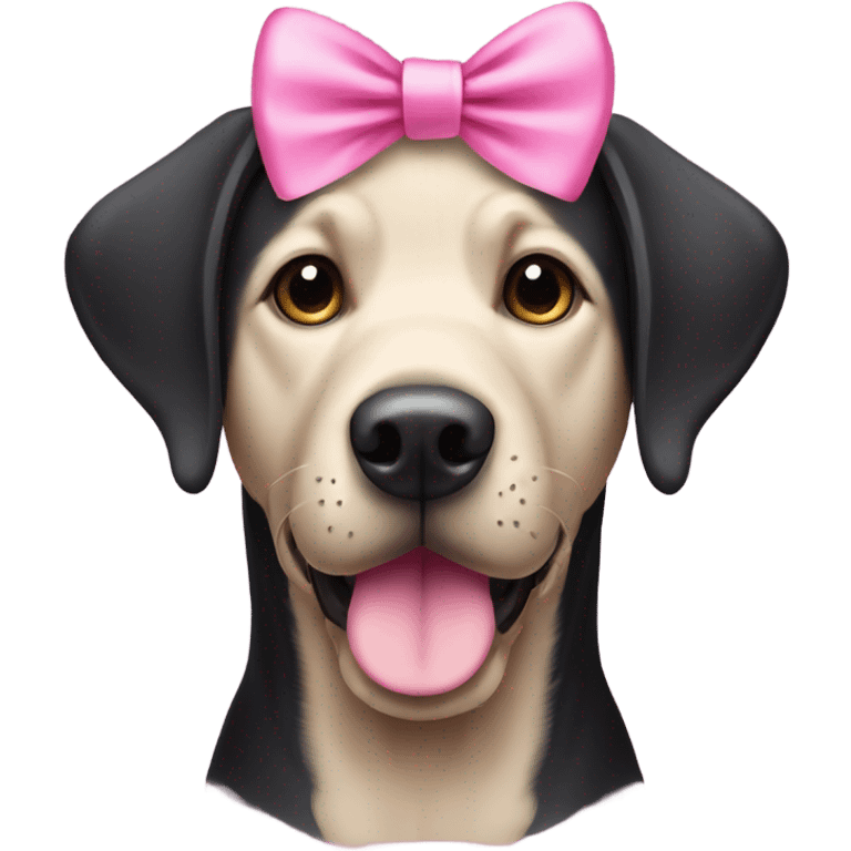 black labrador dog with pink bow on head emoji